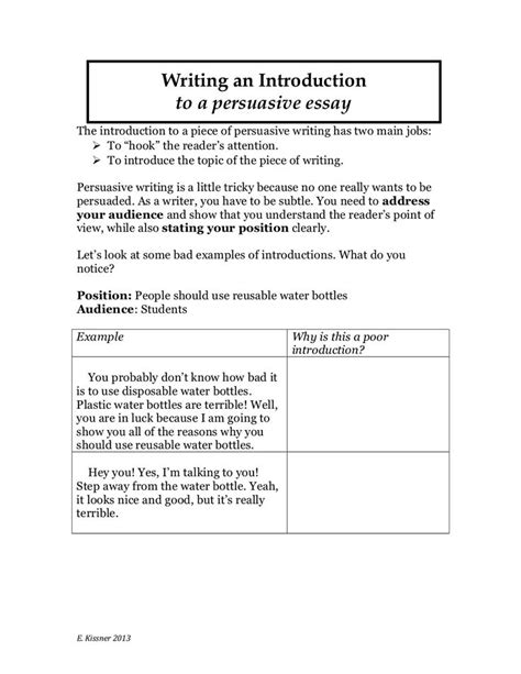 Writing An Introduction Persuasive Essay Writing Introductions