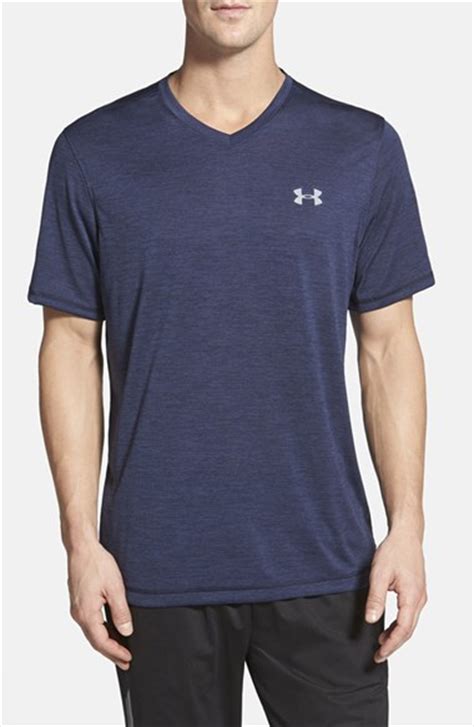 Under Armour Ua Tech Loose Fit Short Sleeve V Neck T Shirt In Blue For Men Midnight Navy