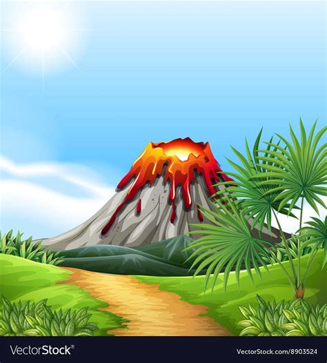 Dinosaur Background Kids Background Cartoon Background Volcano