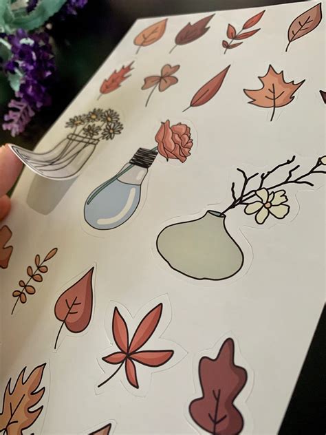 Pretty Fall Autumn Stickers Plants Leaves And Flower Etsy