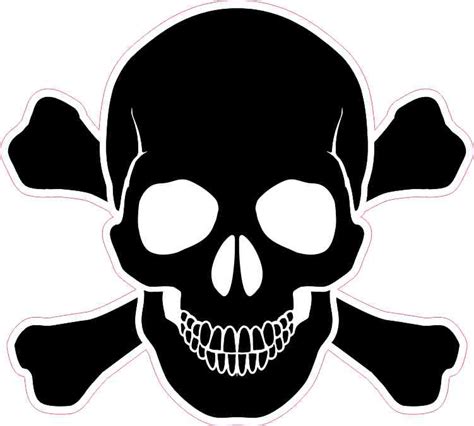 A skull and crossbones is a symbol consisting of a human skull and two long bones crossed together under or behind the skull. 5in X 5in Black Skull and Crossbones Bumper Sticker Vinyl ...