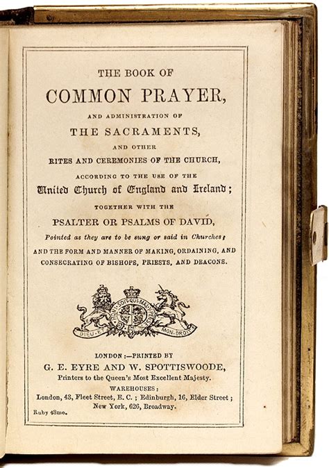 Book Of Common Prayer The Book Of Common Prayer And Administration Of