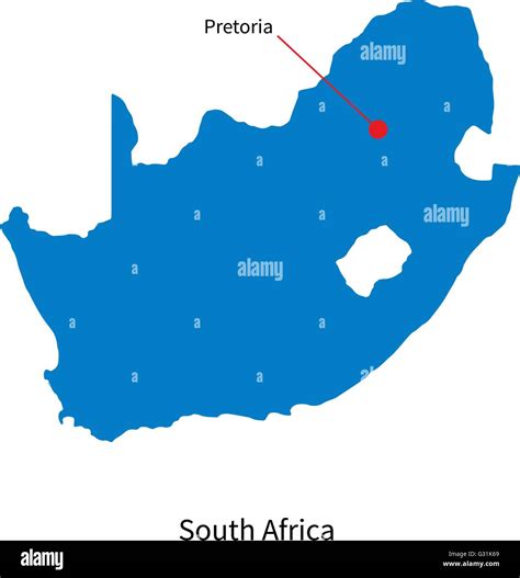 Detailed Vector Map Of South Africa And Capital City Pretoria Stock