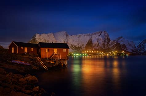 Fondos De Pantalla Islas Lofoten Noruega Casa Montañas Reine Noche
