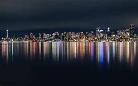 Downtown Seattle Skyline At Night Seattle Washington Photo Etsy