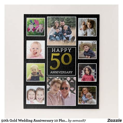 50th Gold Wedding Anniversary 10 Photo Collage Jigsaw Puzzle Happy 40th