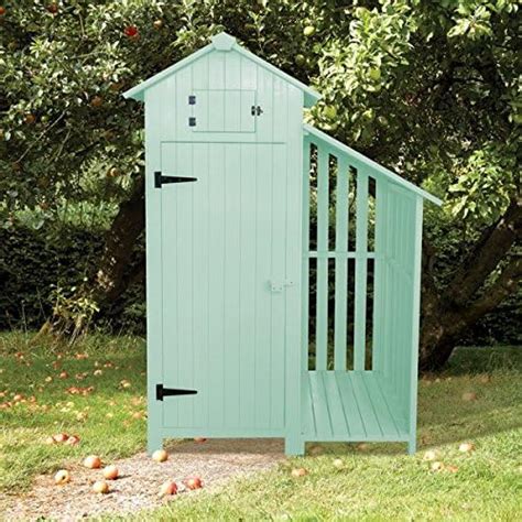 Sentry Box Wooden Garden Tool Shed And Log Store Sage Green Amazon