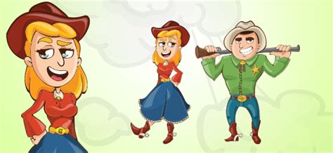 Sheriff And Cowgirl Vector Characters