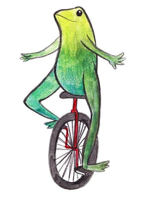 Dat Boi Watercolor Unicycle Frog Digital Art By Gary Zalatan