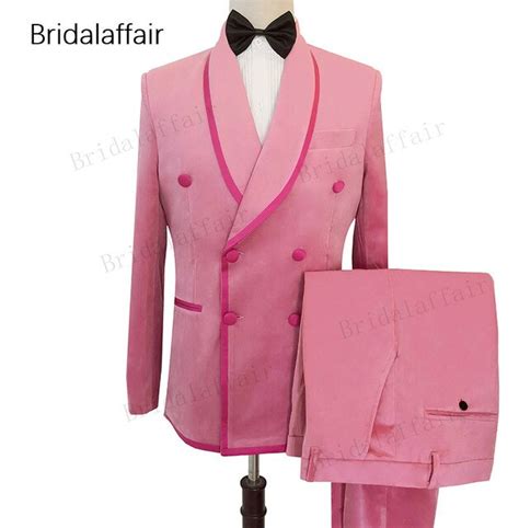 Kuson 2018 Elegant Pink Slim Fit Men Suit Tailor Made Groom Tuxedo