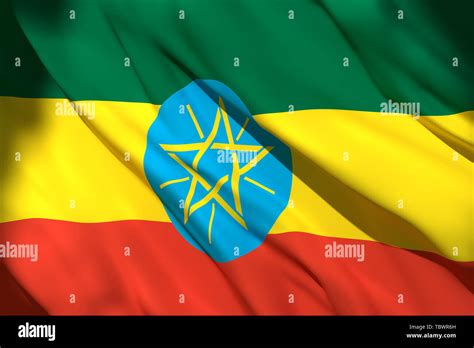 3d Rendering Of An Ethiopia National Flag Waving Stock Photo Alamy