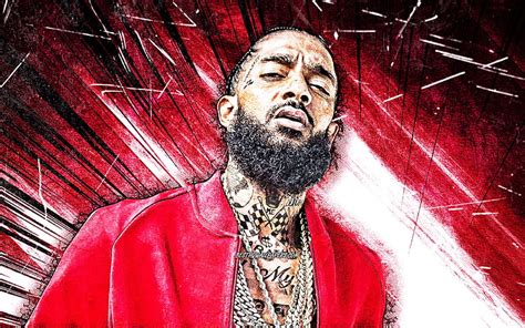 4k Free Download Nipsey Hussle Red Abstract Rays American Rapper