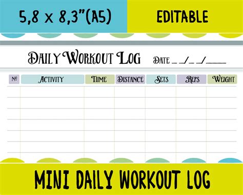 Daily Workout Log Printable