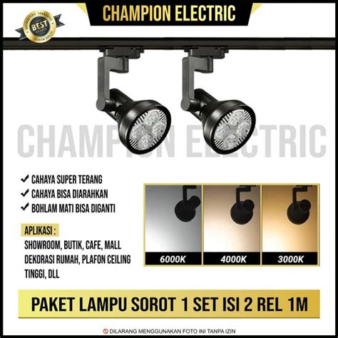 Jual Paket Lampu Sorot Rel 1 Set Isi 2 Spotlight Track Light Rell 1