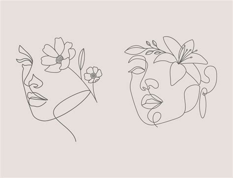Abstract Flower Woman Line Art Feminine Drawing Illustration 10223967 Vector Art At Vecteezy