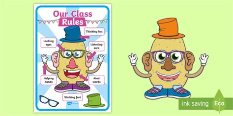Potato Character Classroom Rules Display Pack Teacher Made