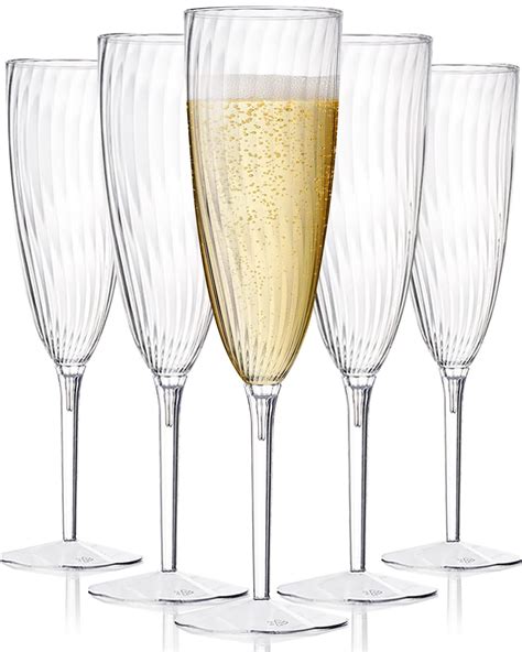 hyhousing 6 oz clear glasses 16 pack hard disposable plastic champagne flute ideal for home