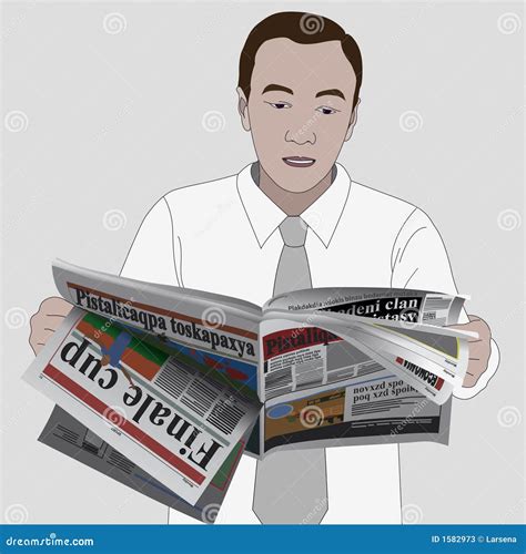 Man Read Newspaper Stock Vector Illustration Of Actuality 1582973