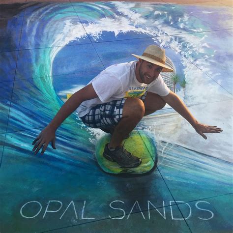 Surfing Interactive Floor Mural Backdrop For Event Photo Ops Chalk