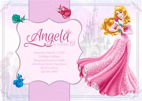 Editable Sleeping Beauty Birthday Invitation Instant Download Bobotemp