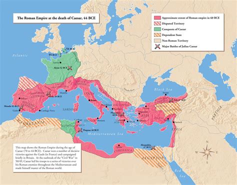 Julius Caesar S Conquest Of Gaul Map Of Empire Around 50 BC