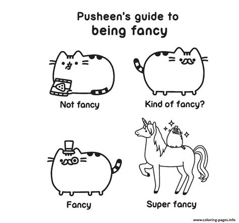 pusheen guide fancy kind of fancy super coloring pages printable