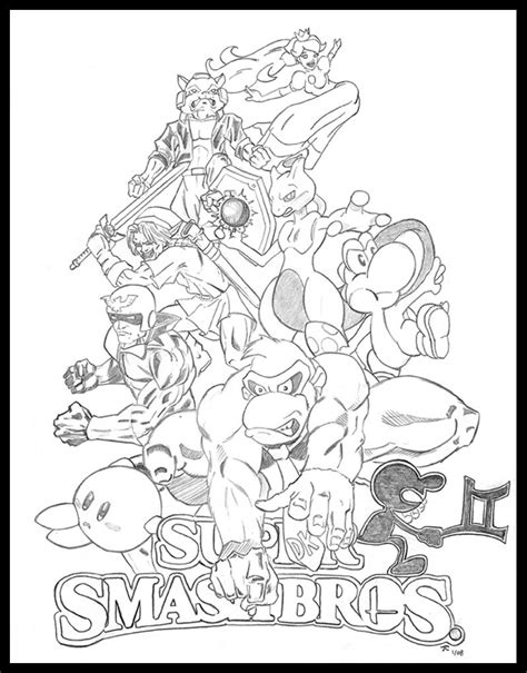 Super smash bros coloring book pages mario sonic toon link megaman donkey kong kirby. Super Smash Bros Coloring Pages | Coloring pages, Smash ...