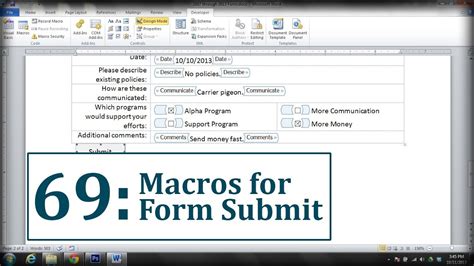 Microsoft Word Create A Submit Form Button Youtube