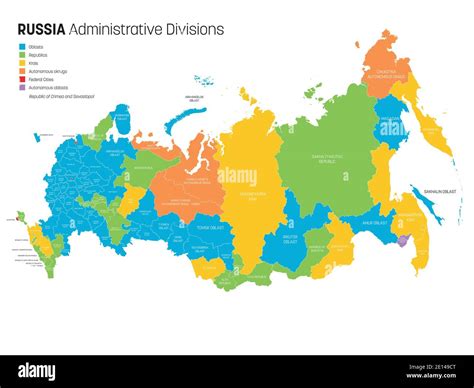 Political Map Of Russia Or Russian Federation Divided By Types Of