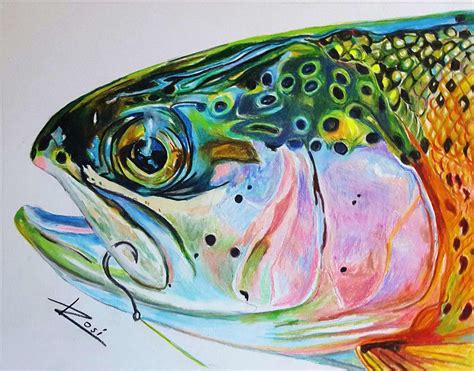 Rainbow Trout In 2020 Fish Drawings Fish Artwork Fish Art