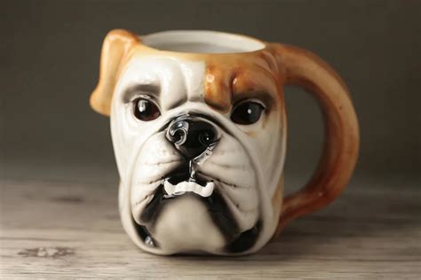 Free Shipping Ceramic Milk Mug 3d Animal Mug Bull Dog Ceramic Cup