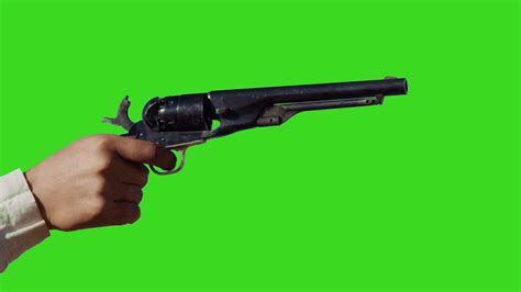 4k Green Screen Slow Motion Old Western Pistol Firing From A Side View