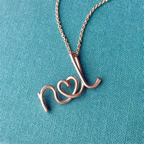 Two Lovers Rose Gold Personalized Initials Necklace Couples Initials