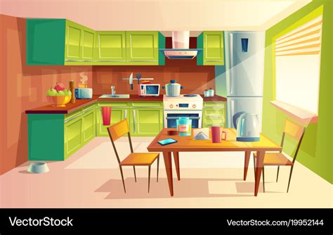 Cartoon Of Kitchen Interior Royalty Free Vector Image