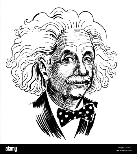 Albert Einstein Famoso Físico Dibujo En Blanco Y Negro De Tinta