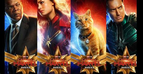 Captain Marvel Disney Reveals Character Posters Featuring Brie Larson Nick Fury Mar Vell