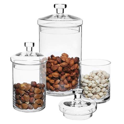 Clear Decorative Glass Jars With Lids Set Of 3 Myt
