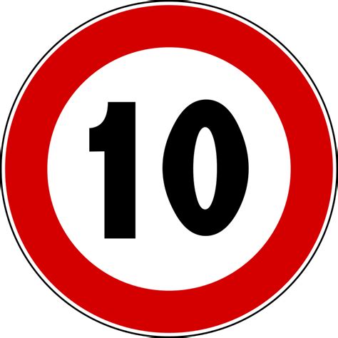 Ten is the base of the decimal numeral system, by far the most common system of denoting numbers in both spoken and written. File:Italian traffic signs - limite di velocità 10.svg ...