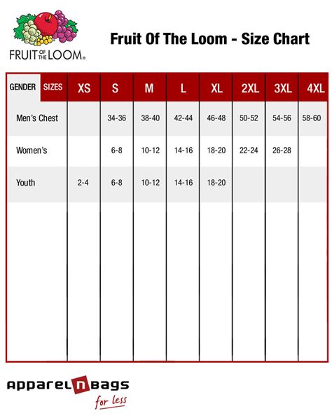 Elija fruit of the loom ofrecemos una amplia gama de estilos para hombre, mujer y niños y niñas, además de una gran variedad de colores y tallas en cualquier precio y para todas las ocasiones. Fruit of the Loom Size Chart - T-Shirts Sizes,Hoodies Sizing
