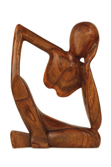 12 Wooden Abstract Sculpture Handmade Handcrafted Art Thinking Man 2
