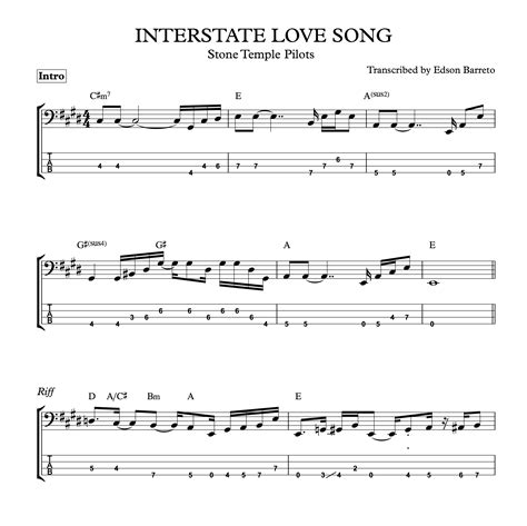 Interstate Love Song Stone Temple Pilots Bass Score And Tab Lesson