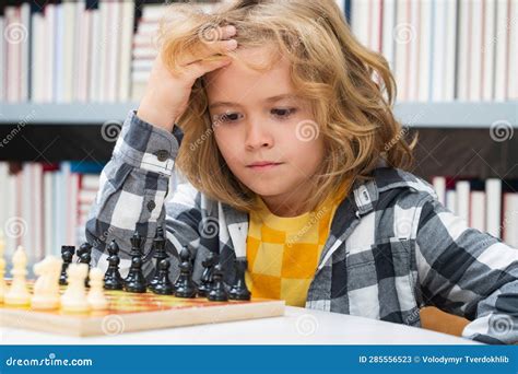 Chess Success And Winning Kid Playing Chess Clever Child Thinking