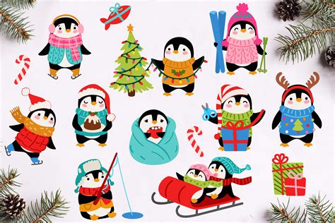 Christmas Penguin Vector Art