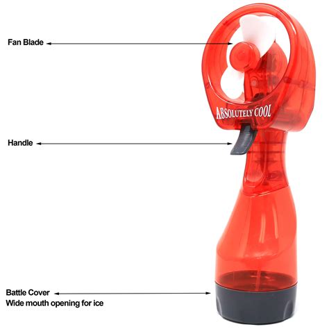 Retailery Portable Battery Operated Water Misting Cooling Fan Spray Bottle Red Ebay