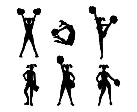 Cheerleader Silhouette Free Svg Silhouette Free Cheer Poses Silhouette