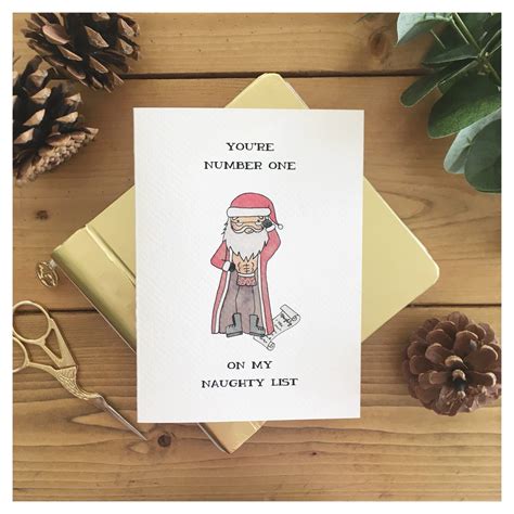 Naughty List Christmas Card Adult Card Santa Naughty Or Nice Greeting Card Funy Card