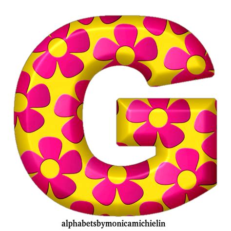 G may refer to any of the following: Monica Michielin Alphabets: PINK FLOWERS YELLOW BACKGROUND ALPHABET ...
