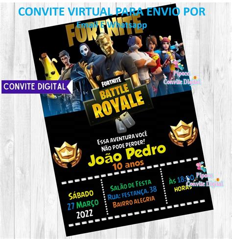 Convite Digital Fortnite Battle Royale Fortinet Elo7
