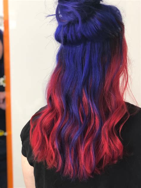 Blue And Red Fashion Color Hair Long Hair Styles Red Hair