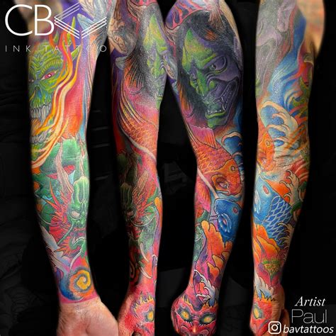 Colorful Sleeve Tattoo Ideas
